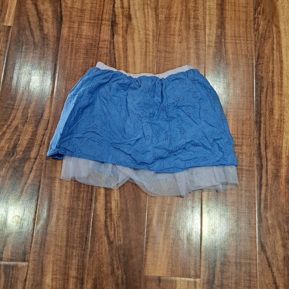 Purple Flower Print Skirt with Pink Net Inside and a Stretchy Waistband